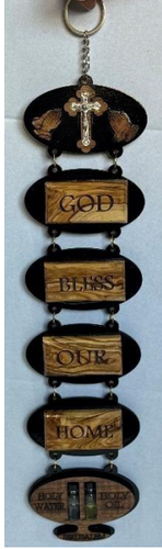 God Bless Our Home – Wall Hanging Cross with Olive Oil & Holy Water
