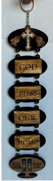 God Bless Our Home – Wall Hanging Cross with Olive Oil & Holy Water