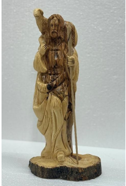 The Good Shepherd – Olive Wood Hand-Carved Statue from Bethlehem