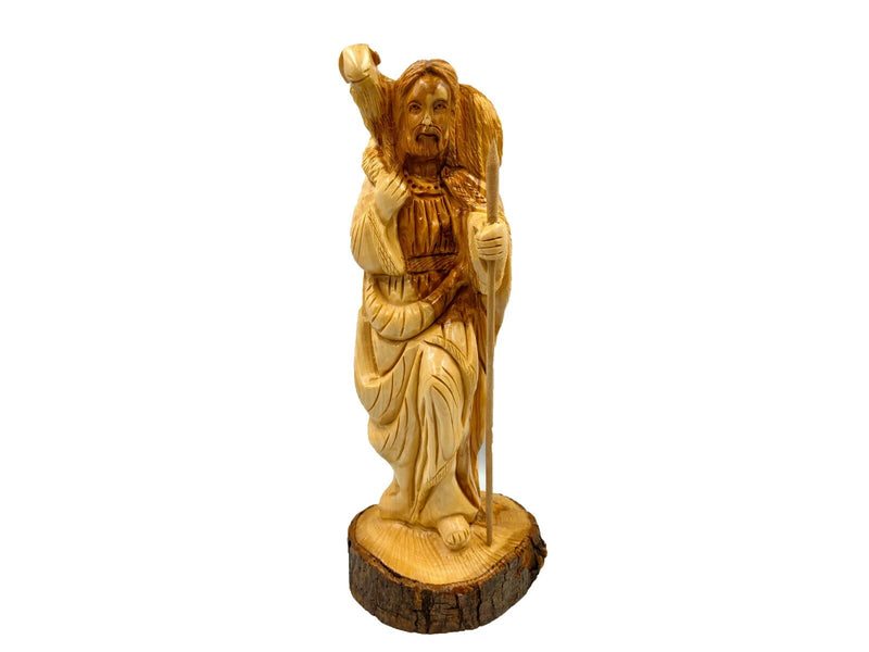 The Good Shepherd Caring Sheep On His Shoulders Olive Wood Hand Carved Bethlehem