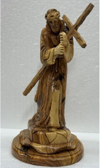 Jesus Christ Carrying the Cross – Olive Wood Hand-Carved Statue
