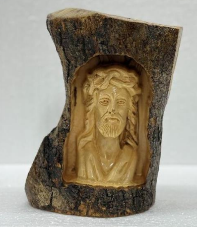 Jesus Head – Carved from Olive Wood Branch