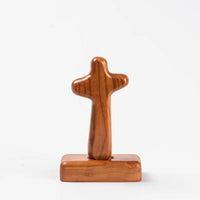 Olive Wood Comfort Cross & Stand - Prayer Cross, Hand Cross