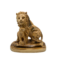 Holy Land Market Lion with Lamb - Olive Wood Figure