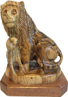 Holy Land Market Lion with Lamb - Olive Wood Figure