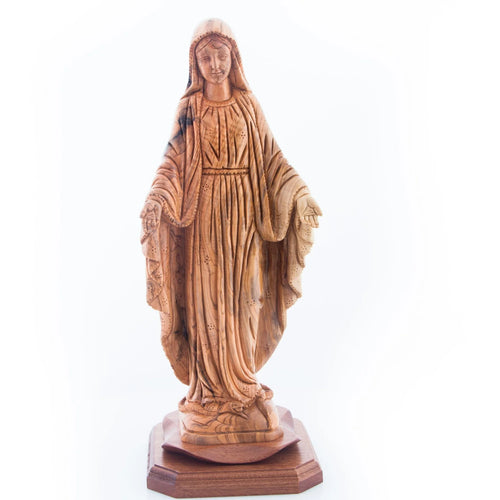 Hand Carved Olive Wood Virgin Mary Statue - Bethlehem Holy Land