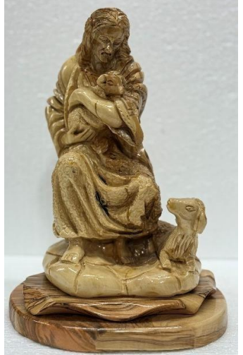 The Good Shepherd – Hand-Carved Olive Wood Artistic Statue