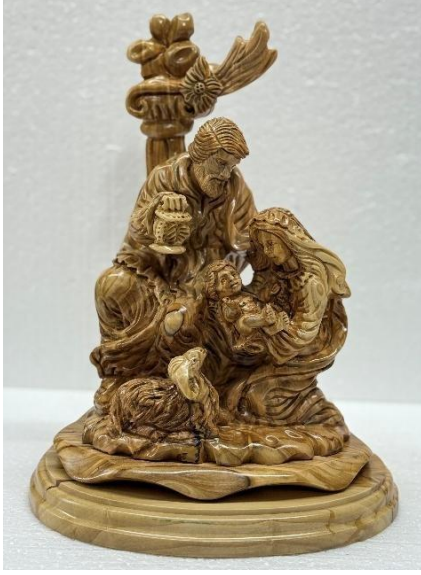 The Holy Family with Star – Hand-Carved Olive Wood Artistic Statue