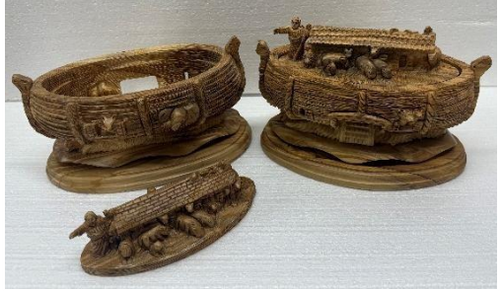Noah's Ark – Two Pieces Hand-Carved Olive Wood Artistic Work
