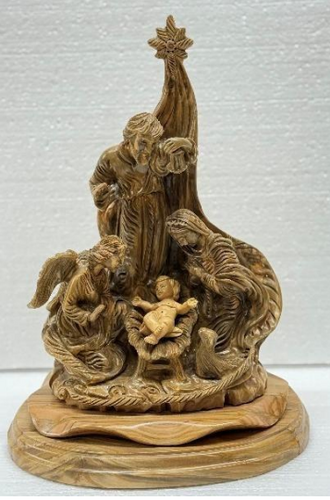 The Holy Family with Star – Artistic Hand-Carved Olive Wood