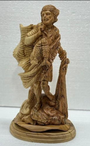 Saint Peter the Fisherman – Artistic Olive Wood Sculpture