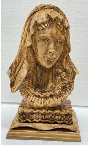 The Virgin Mary – Artistic Olive Wood Sculpture 35 cm