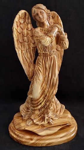 Angle Statue olive wood hand carved from holy land
