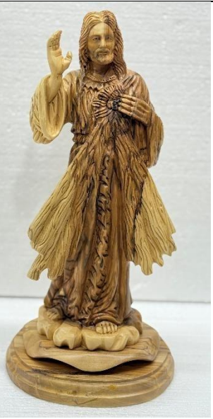 Olive Wood Divine Mercy Jesus – Artistic Hand-Carved Sculpture 33 cm