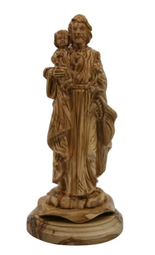 Olive Wood Saint Joseph with child hand carved, St Joseph, Jesus Christ, Holy Land