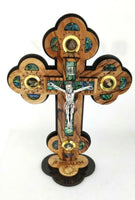 Hand Made Olive Wood & Mother Of Pearl Crucifix From Bethlehem,The Holy Land