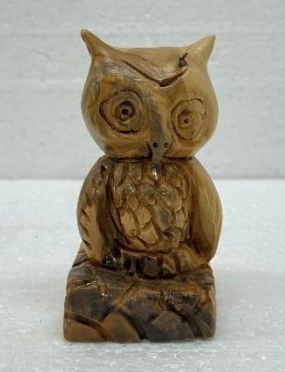 Olive Wood Owl – Hand-Carved Holy Land Figurine 8.5 cm