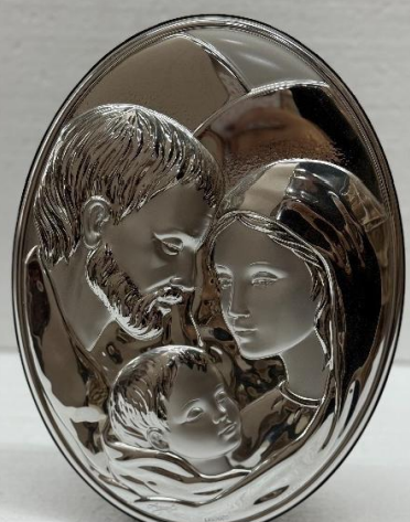 The Holy Family – Sterling Silver on Wood Base (Oval) 10*13 cm