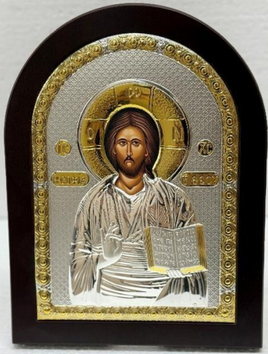 Jesus Christ – Silver and Gold Highlights on Wood Base 7*9 cm