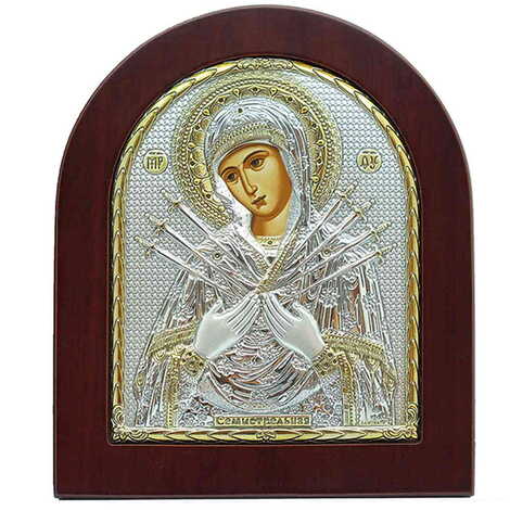 Silver Virgin Mary Of 7 Swords Serigraphy