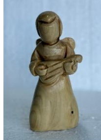 Olive Wood Angel Holding Instrument – Hand-Carved Holy Land Figurine