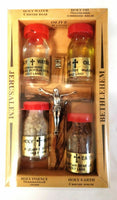 Holy Land Gift Set — Holy Water, Anointing Oil, Soil & Incense with Jesus Cross (14.cm)