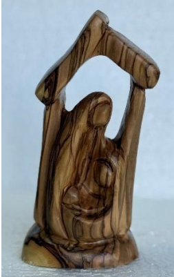 Holy Family Faceless in Hut – Hand-Carved Olive Wood