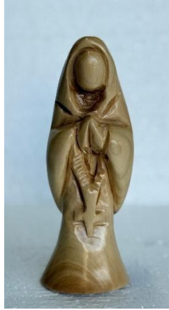 Virgin Mary with Rosary – Hand-Carved Olive Wood Statue