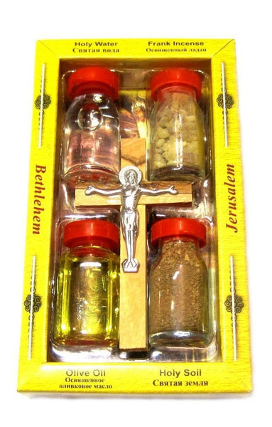Holy Land — Holy Water, Anointing Oil, Earth, Incense & Olive Wood Cross