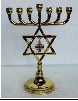Menorah Silver with Jerusalem Cross – Holy Land Inspired Judaica Piece