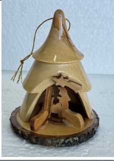 Nativity Bell – Olive Wood Hand-Carved Ornament