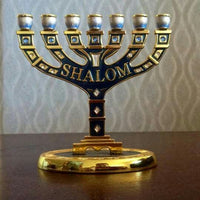 Blessed 7 Branched Blue Menorah Candle Holder from Jerusalem Holy Land